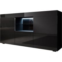 Sideboard mit led Küchenschrank Kommode Wohnzimmerschrank Aufbewarungsschrank Buffet Esszimmer 135x73x34cm Modell Sefora Schwarz Glanz