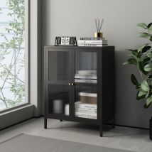 [en.casa] - Sideboard Säkylä Stahl mit Glas Türen 64x35x84 cm Schwarz