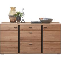 Sideboard mit Esche Massivholzfront STAVEN-36 mit Absetzungen in schwarz matt, B/H/T ca. 170/86/42 cm