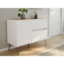 Sideboard Yako 100cm 2 Softclose 1 Tür Weiß/eiche Top