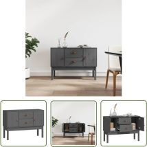 The Living Store Sideboard Grau 110x40x78 cm Massivholz Kiefer - Sideboard - Wohnzimmermöbel - Massivholzmöbel - Kiefernholz - Grau