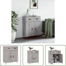 The Living Store Sideboard Grau Sonoma 69,5x34x90 cm Holzwerkstoff - Sideboard - Wohnzimmermöbel - Holz Sideboard - Grau Sideboard - Modernes