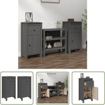 Doc&et² - The Living Store Sideboards 2 Stk. Grau 40x35x80 cm Massivholz Kiefer - Holz Sideboard - Kiefernholzmöbel - Wohnzimmerschrank - Regal Grau