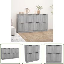 The Living Store Sideboards 2 Stk. Grau Sonoma 60x30x70 cm Holzwerkstoff - Sideboard - Wohnzimmermöbel - Regal - Grau - Holzmöbel