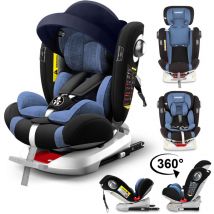 Kitytety - Siège auto isofix 360° rotatif - 40-150 cm - Gr 0+/1/2/3 (0 à 12 ans, 0-36kg), avec latch, Auvent, Repose-pieds, sip Protections