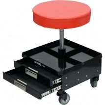 YATO Yato Tabouret d'atelier Professionnel XXL très résistant avec 3 tiroirs et étagères, Hauteur réglable, pivotant à 360°, 4 roulettes, modèle
