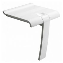 Pellet - Siège de douche arsis escamotable avec béquille automatique - Assise blanche et piètement époxy blanc