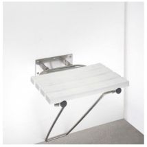 Bemeta - help Siège de douche rabattable avec jambe de sécurité 44x46x47cm en Acier inoxydable brossé, Blanc (301102182)