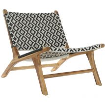 Fauteuil Dkd Home Decor teck naturel noir white pvc (65 x 80 x 68 cm)
