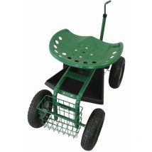 Monster-shop - Siège pour Jardin Robuste Mobile Vert avec Panier Capacité 150kg et Bac à Outils Gants Gratis Siège Jardinage