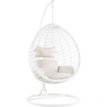 Fauteuil Suspendu Balançoire pour Extérieur et Intérieur en Rotin Blanc Design Ultra Moderne et Conception Solide pour Salon ou Jardin Beliani