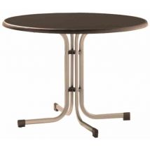 Boulevard-Klapptisch, ø 100 cm, champagner Gestell aus Stahl in champagner, Tischplatte aus Mecalit -Pro in mocca