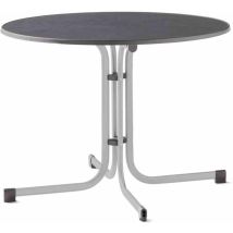 Boulevard-Klapptisch, Ø 100cm, graphit Gestell aus Stahl in graphit, Tischplatte aus Mecalit -Pro in anthrazit