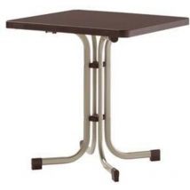 Boulevard-Klapptisch, 70x70 cm, champagner/mocca Gestell aus Stahl in champagner, Tischplatte aus Mecalit -Pro in mocca