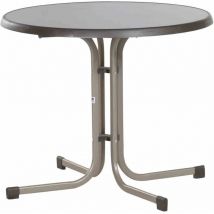 Boulevard-Klapptisch, ø 86x72 cm, champagner Gestell aus Stahl in champagner, Tischplatte aus Mecalit -Pro in mocca