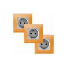 Siemens - lot 3 Prise 2P+T Silver Delta Viva + Plaque Orange