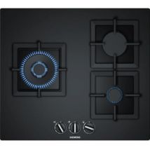 Table de Cuisson Gaz Verre 59cm 3 Bruleurs avec 1 Wok 4000W StepFlame Noir - Siemens