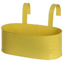 Blumenkasten oval, gelb, 39 x 16,5 x 14,5 cm Stahlblech, mit fest montierten Haltern
