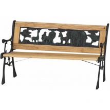 Kindergussbank Zoo-Park Gestell Eisen antik-grün, Fläche Hartholz natur, 41x84x52,5 cm