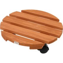 Holz-Pflanzenroller rund braun ø 38 cm outdoor