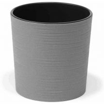 Siena Garden - Pflanzgefäß locon groove, grau Rillenoptik, Rillenoptik, ø 30 x 30,5 cm Kunststoffgefäß mit Holzfaseranteil und Einsatz