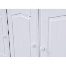 Sideboard mit drei Türen und Schubladen mit oberer Vitrine, weiße Farbe, 130 x 198 x 32 cm