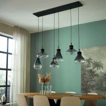 Suspension lampe de table à manger lampe suspendue verre fumé 6 flammes lampe de salon