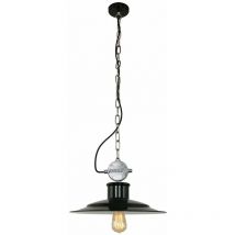 Steinhauer - Lampe suspendue table à manger suspension lampe de salon rétro noir, abat-jour vintage réglable en hauteur, métal argenté, 1x E27, DxH