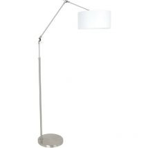 Steinhauer - Sienna Prestige Chic Lampadaire avec abat-jour en acier brossé, blanc chintz