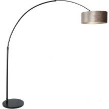Steinhauer - Sienna Sparkled Light Arc Floor Lamp Black Matt, Velor Taupe