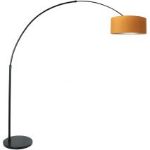 Steinhauer - Sienna Sparkled Light Arc Floor Lamp Black Matt, Velor Gold