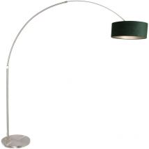 Steinhauer - Sienna Sparkled Light Arc Floor Lamp Steel Brushed, Velor Green