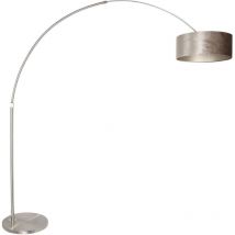 Steinhauer - Sienna Sparkled Light Arc Floor Lamp Steel Brushed, Velor Taupe