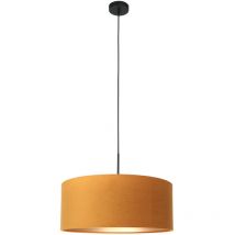 Steinhauer - Sienna Sparkled Light Cylindrical Pendant Ceiling Light Matt Black, Gold Colored Shade