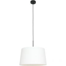 Steinhauer - Sienna Sparkled Light Cylindrical Pendant Ceiling Light Matt Black, White Hood