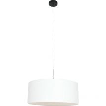 Steinhauer - Sienna Sparkled Light Cylindrical Pendant Ceiling Light Matt Black, White Hood