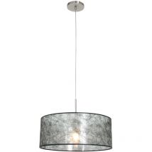 Sienna Sparkled Light Cylindrical Pendant Ceiling Light Steel Brushed, Sizoflor Fabric