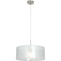 Steinhauer - Sienna Sparkled Light Cylindrical Pendant Ceiling Light Steel Brushed, Sizoflor Fabric