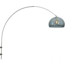 Steinhauer - Sienna Sparkled Light Dome Wall Light Brushed Steel, Shade Of Smoked Glass