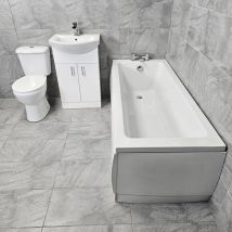 Siera Modern Bathroom Vanity Suite Inc Bath + Sink Unit + Toilet + Taps, 450mm Unit