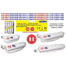 SIFER sifer prolongador base multiple 6 tomas+1,5 mt cable 106b