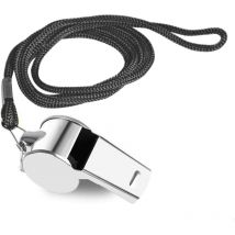 Sifflets, Metal Sifflet à Roulette, Sifflet Puissant et Net, Métal Sifflet avec Une Longe en Nylon Amovible(Argent)