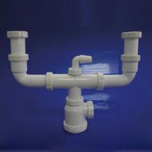 Sifón de evacuación doble FPLUS 1 1/2" - 1 1/2" para fregadero - Hidrotecnoagua