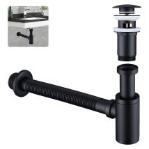 Ubeegol - Sifón para Lavabo con Válvula Pop-Up – Sifón Universal de Latón con Tapón y Abertura para Limpieza