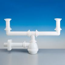 Lira - sifone 2 vie senza piletta per lavello in acciaio/ceramica 11/2'ø40 spa