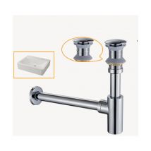 Sifone cilindrico per lavabo con troppopieno in ottone Cromo