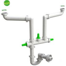 Bonomini - Sifone scarico 2 vie senza piletta per lavello in acciaio inox con tre attacchi modello salvaspazio space 1'1/2 - ø40 mm