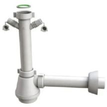 Sifone Scarico 1 Via Senza Piletta Per Lavello In Acciaio Inox Con Attacco Doppio Lavastoviglie/lavatrice 1"1/2 X Ø40x230mm Bonomini