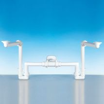 Sifone spazio bagno per lavabo doppio 1'-1 ¼' uscita Ø32-40 bianco