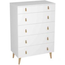 Sifonier Tokio con 5 Cajones en blanco. 119 cm(alto), 80 cm(ancho), 48 cm(fondo)